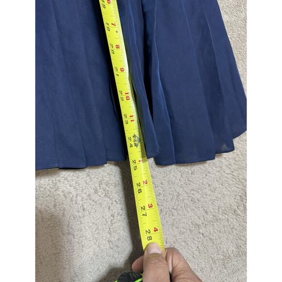 VTG Y2k Lauren Ralph Lauren Navy Pleated Silk Skirt Sz 10, Lined Preppy Academia - Picture 8 of 8